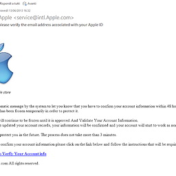 Attenzione alle Mail Phishing targate Apple